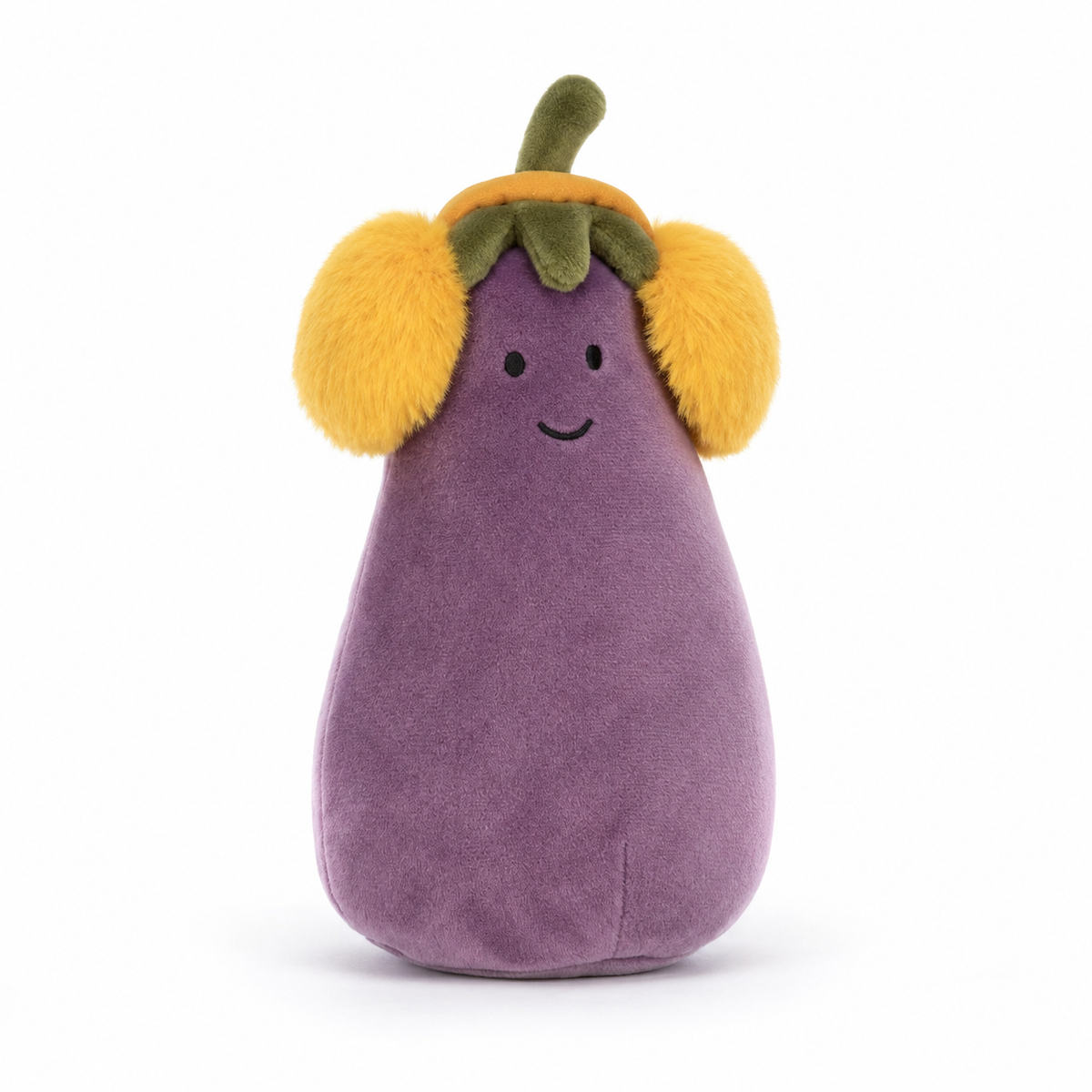 Yellow Earmuffs Eggplant Plush Toy – 17cm