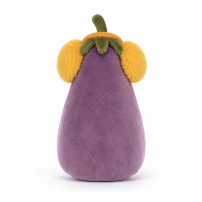 Yellow Earmuffs Eggplant Plush Toy – 17cm