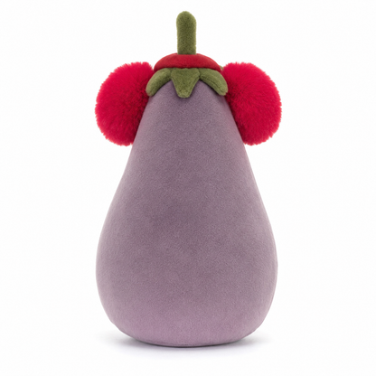 Red Earmuffs Eggplant Plush Toy – 17cm