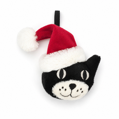 Christmas Lucky Cat Head Plush Toy – 13cm