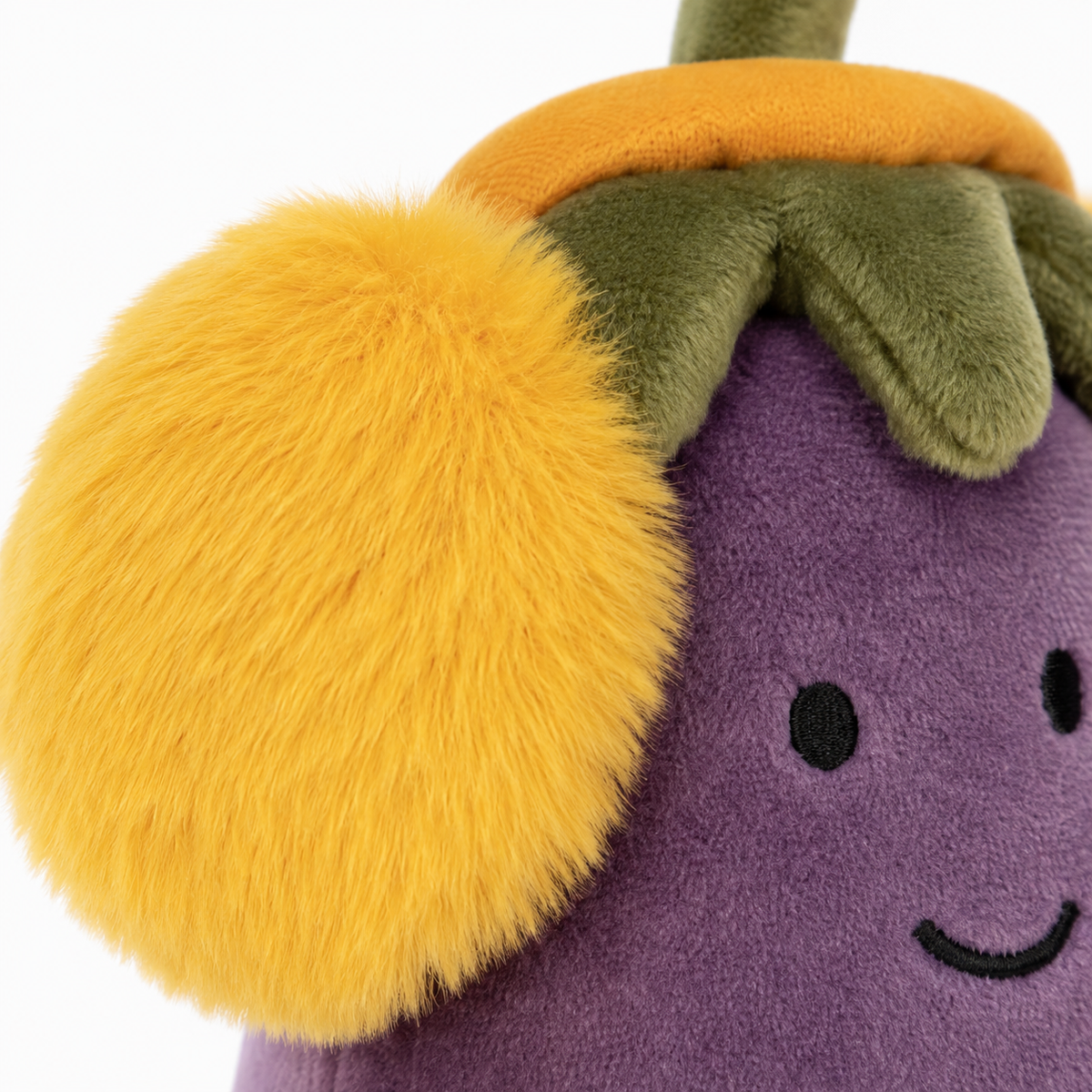 Yellow Earmuffs Eggplant Plush Toy – 17cm